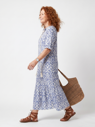 OTTOLINE | TASSEL NECK MIDI DRESS FOR WOMEN