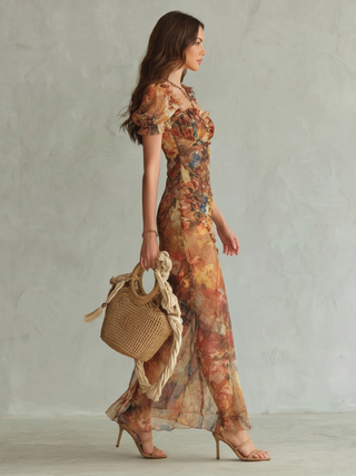 CIEL | RUFFLED SLEEVE MIDI DRESS FOR WOMEN