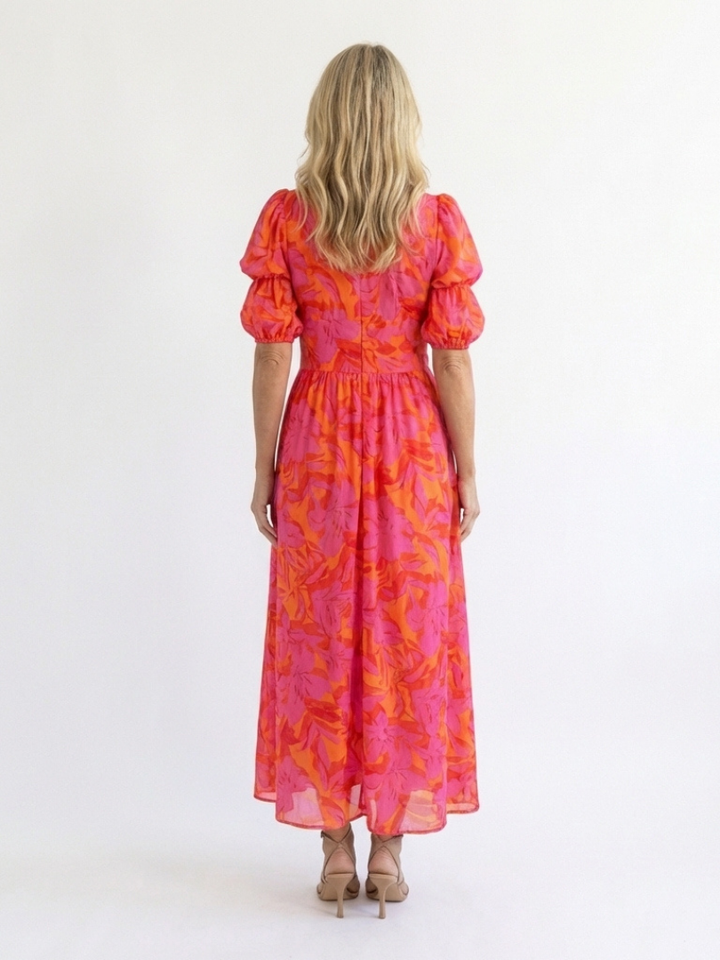 DAGNY | NECK SLEEVE MIDI DRESS FOR WOMEN