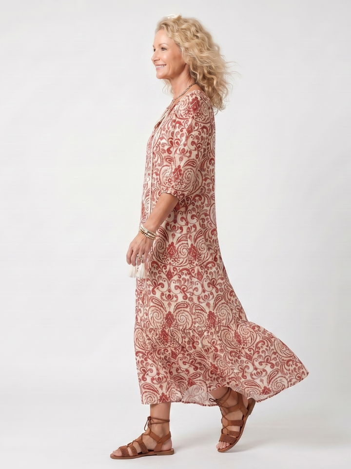 NOELLE | ORNATE PRINT MIDI DRESS FOR WOMEN