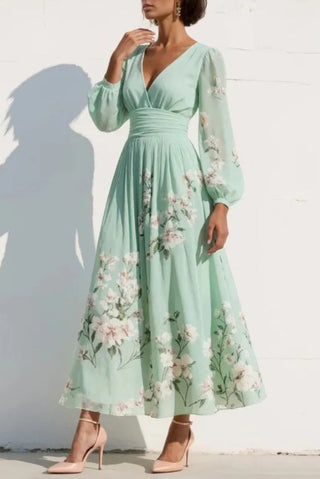 ELODIE | FLORAL V-NECK MAXI DRESS FOR WOMEN