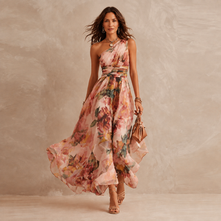 CELESTE | ONE-SHOULDER FLORAL MAXI DRESS FOR WOMEN