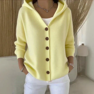 HELENA | HOODED BUTTON-UP KNIT CARDIGAN FOR WOMEN