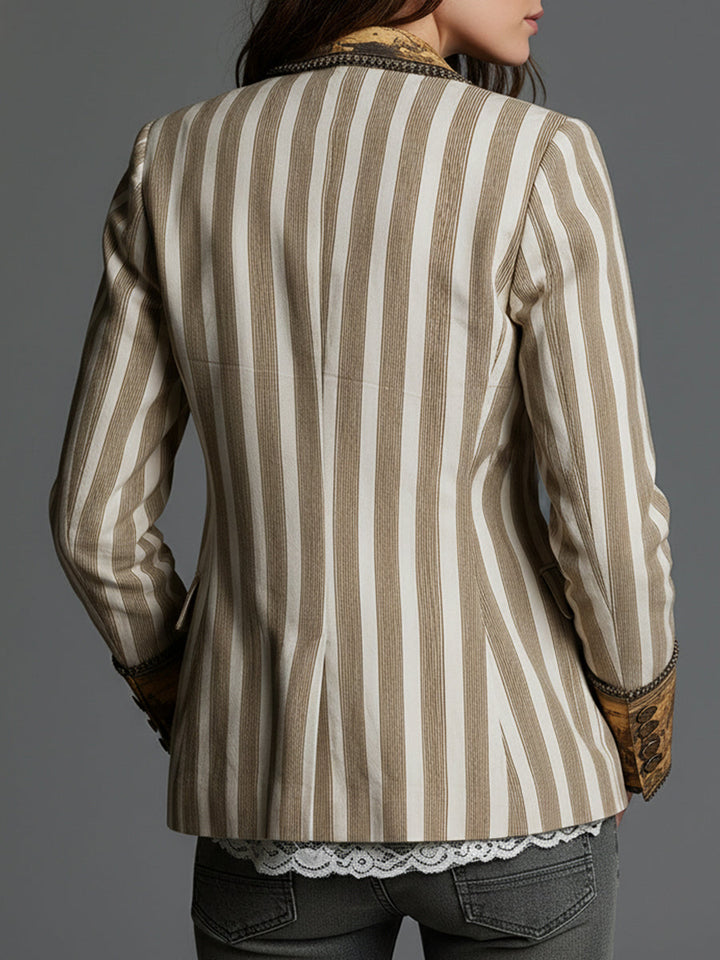 SUZANNE | BOHEMIAN STRIPED PRINT-COLLAR BLAZER FOR WOMEN