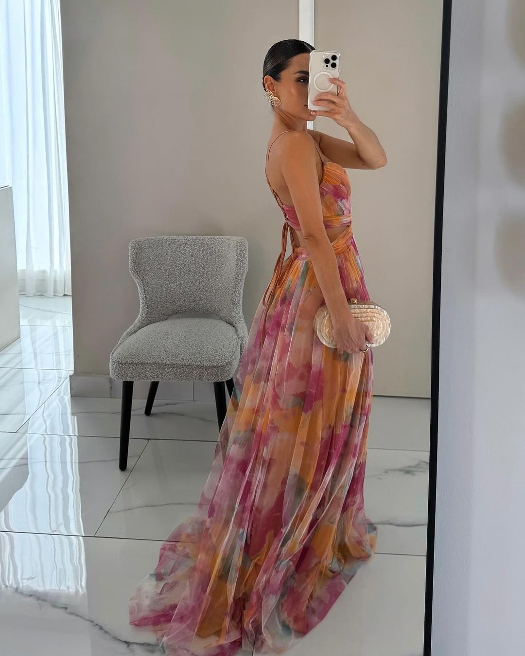 CAMILLA | WATERCOLOR CHIFFON MAXI DRESS FOR WOMEN