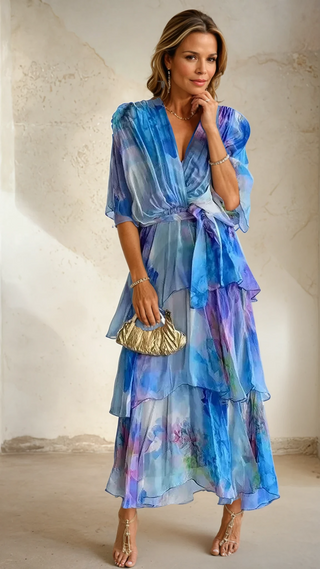 VIOLET | GRACE LAYERED FLORAL DRESS FOR WOMEN