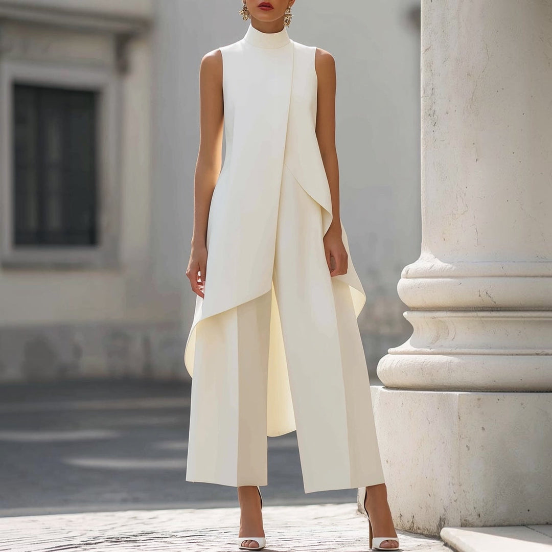 VALENTINA | HIGH-NECK DRAPED JUMPSUIT FOR WOMEN