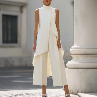 VALENTINA | HIGH-NECK DRAPED JUMPSUIT FOR WOMEN