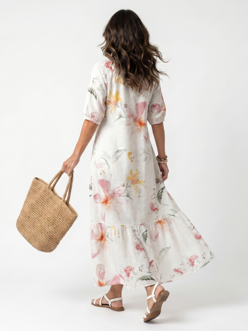 NOA | FLORAL TIERED MIDI DRESS FOR WOMEN