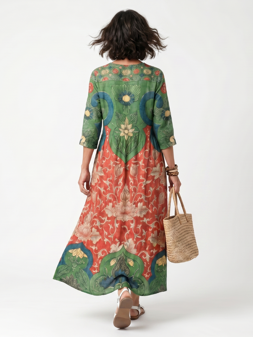 SLOANE | MIXED NECK MIDI DRESS FOR WOMEN