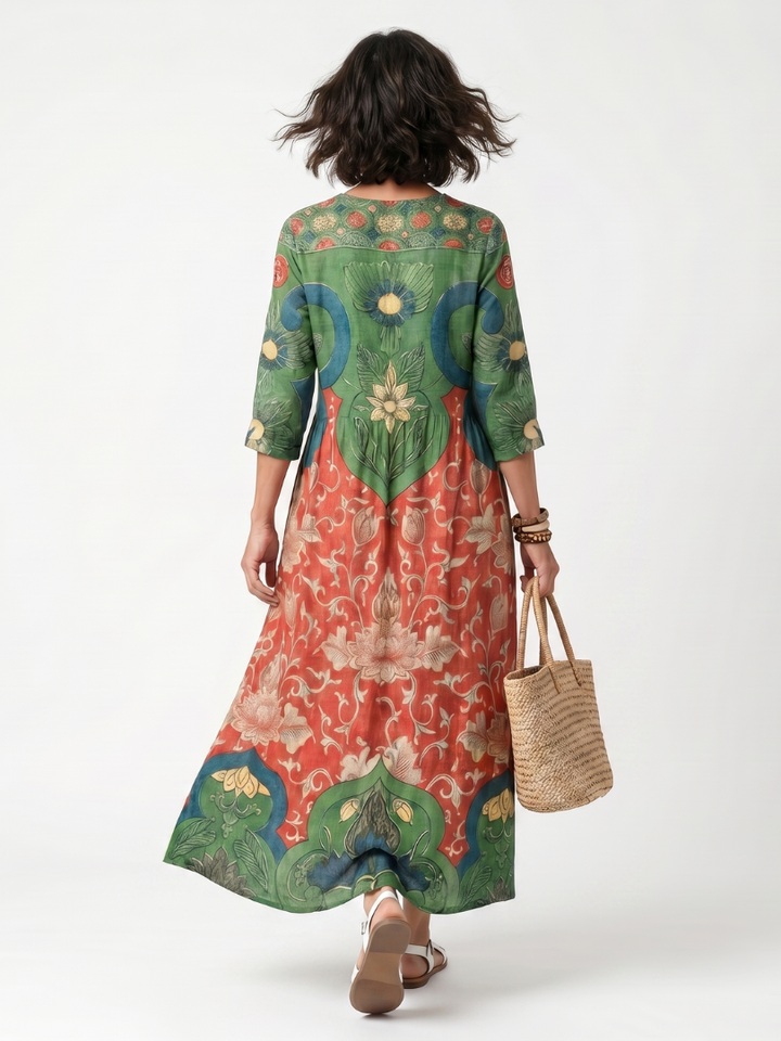 SLOANE | MIXED NECK MIDI DRESS FOR WOMEN