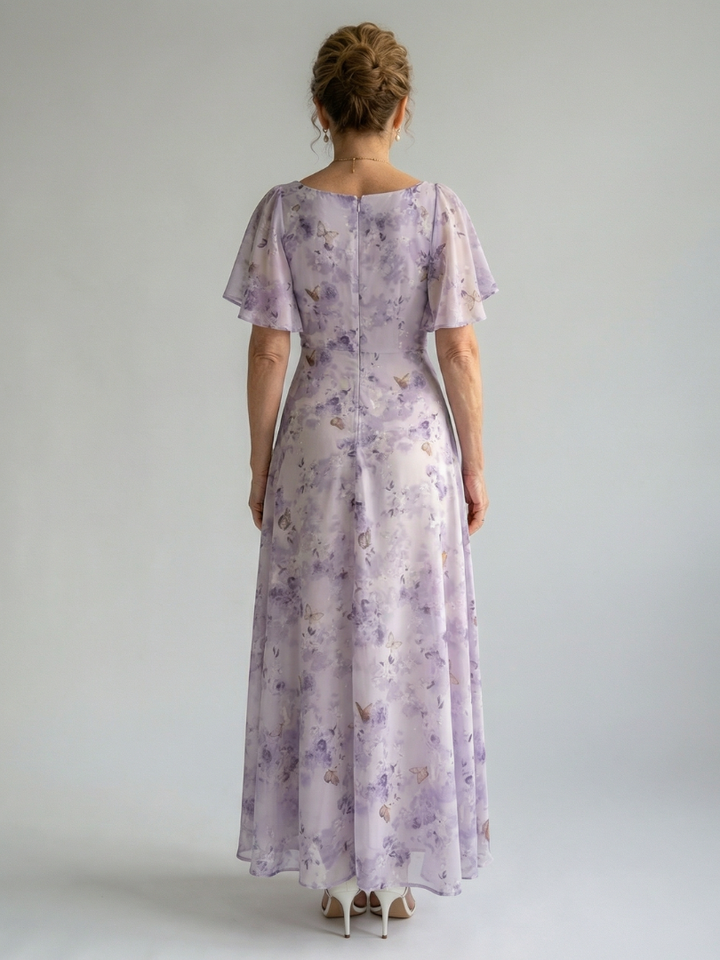 VAELIS | FLUTTER SLEEVE MIDI DRESS FOR WOMEN