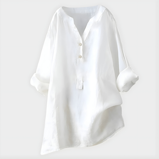 HANNA | COTTON-LINEN V-NECK BLOUSE FOR WOMEN