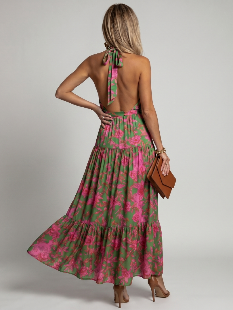 ROWEN | DRAPED HALTER MIDI DRESS FOR WOMEN