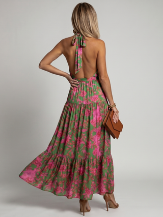 ROWEN | DRAPED HALTER MIDI DRESS FOR WOMEN