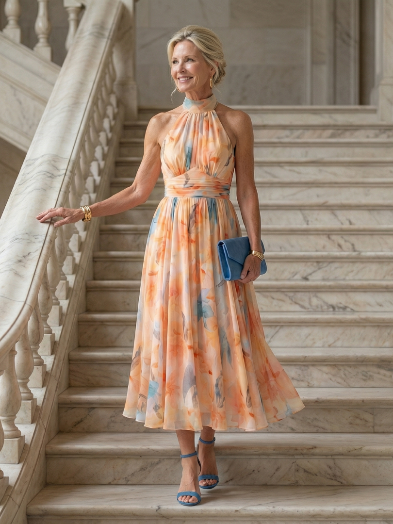 BLANKA | SOFT HALTER MIDI DRESS FOR WOMEN