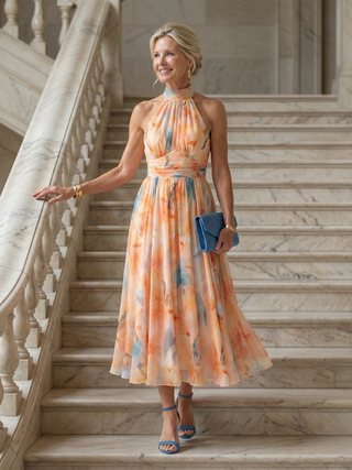 BLANKA | SOFT HALTER MIDI DRESS FOR WOMEN
