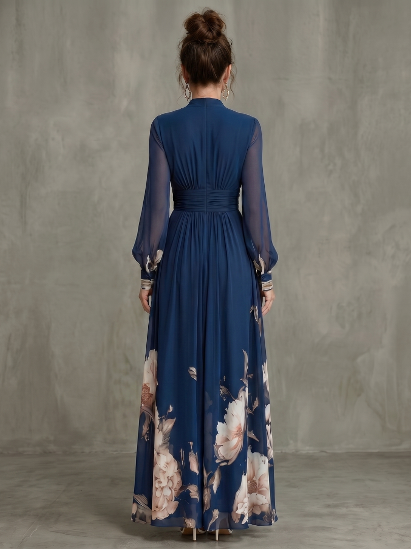 ZIVA | PLEATED SHEER MAXI DRESS FOR WOMEN