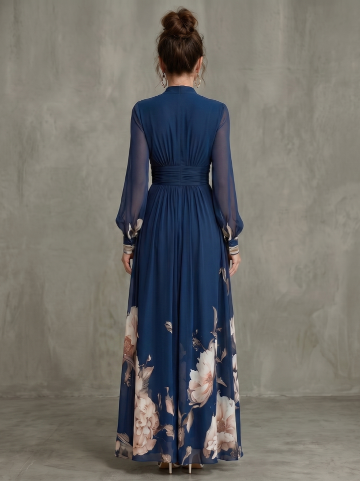 ZIVA | PLEATED SHEER MAXI DRESS FOR WOMEN