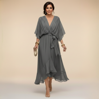 DAGMAR | V-NECK MIDI DRESS FOR WOMEN