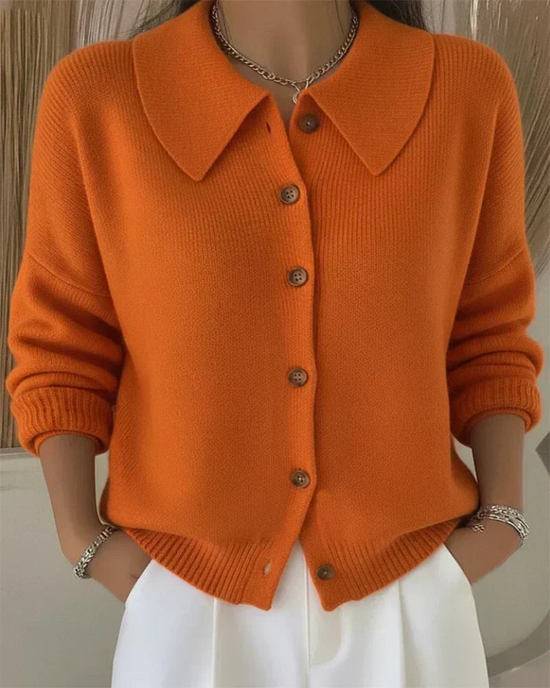 LUCIENNE | BUTTON COLLAR CARDIGAN FOR WOMEN