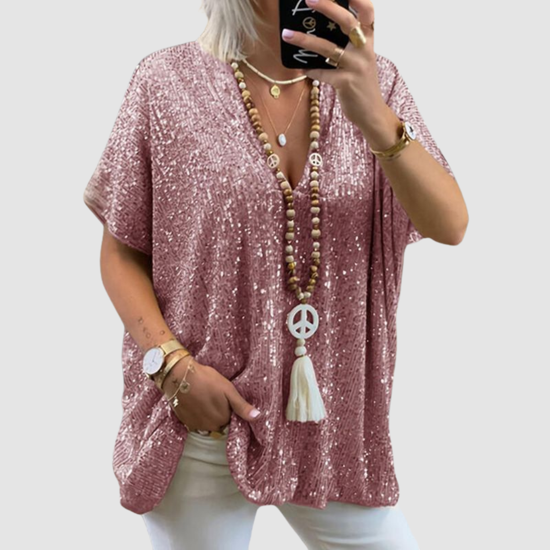 FRANCOISE | V-NECK SEQUIN TOP FOR WOMEN