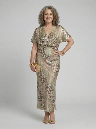 LORRAINE | ABSTRACT NECK MIDI DRESS FOR WOMEN