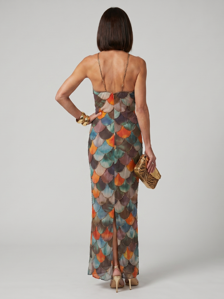 LARKIN | FITTED MULTICOLOR MAXI DRESS FOR WOMEN