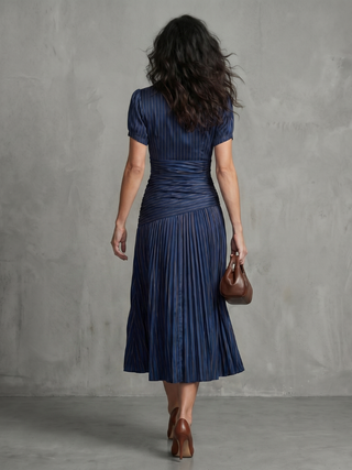 THEODORA | PLEATED WAISTLINE MIDI DRESS FOR WOMEN