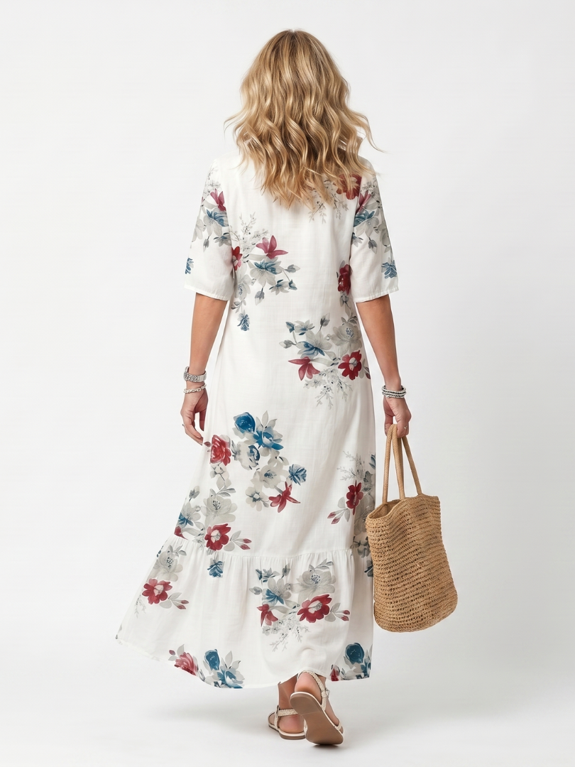 MAEVA | SCATTERED FLORAL MIDI DRESS FOR WOMEN