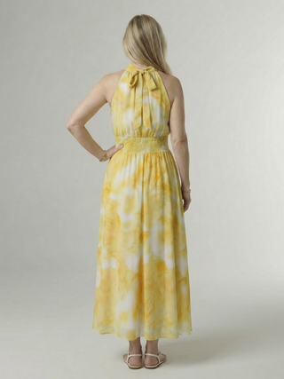 SYLIN | GATHERED HALTER MIDI DRESS FOR WOMEN