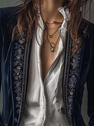 VERONIQUE | LONG EMBROIDERED VINTAGE JACKET FOR WOMEN
