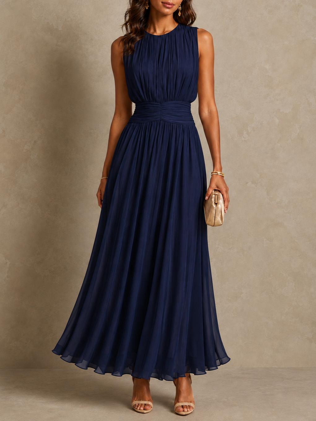 ROXANNE | RUCHED WAIST MAXI DRESS FOR WOMEN