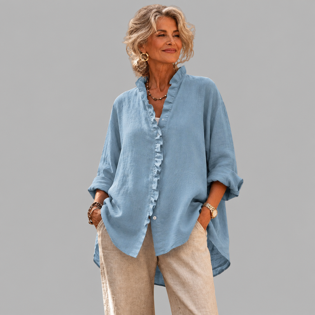NINON | RUFFLED LINEN BLEND SHIRT FOR WOMEN