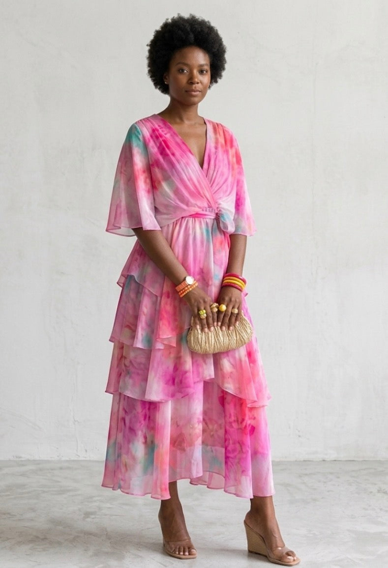 VIOLET | GRACE LAYERED FLORAL DRESS FOR WOMEN