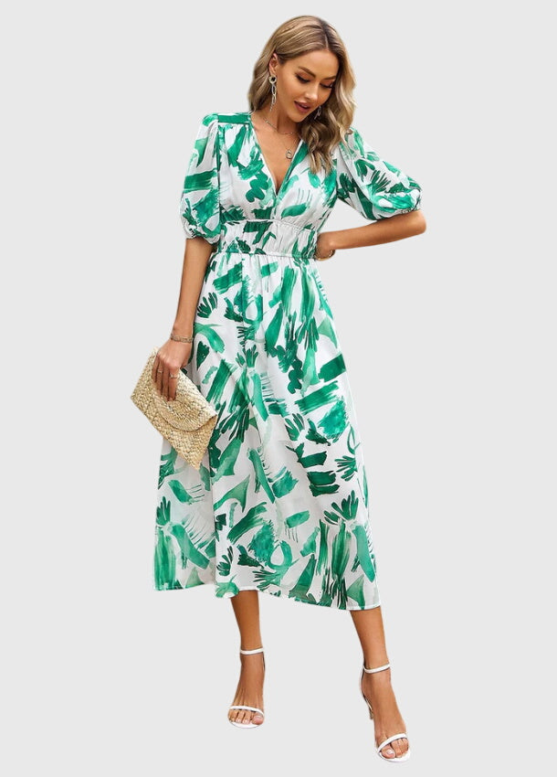 MAREN | FLATTERING FLORAL MIDI DRESS FOR WOMEN