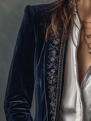 VERONIQUE | LONG EMBROIDERED VINTAGE JACKET FOR WOMEN