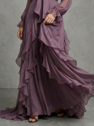 DEMETRIA | TIE NECK MAXI DRESS FOR WOMEN