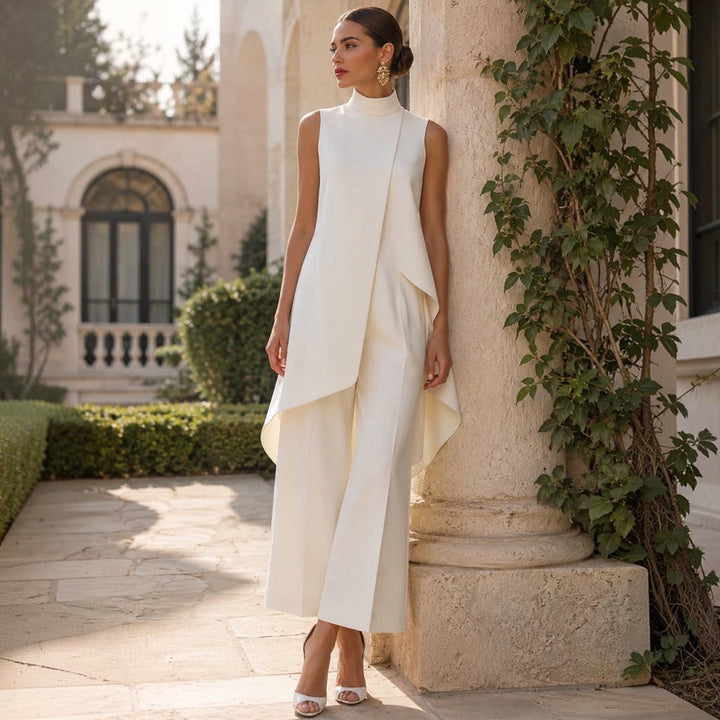 VALENTINA | HIGH-NECK DRAPED JUMPSUIT FOR WOMEN