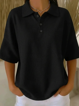 JULIETTE | WAFFLE POLO BLOUSE FOR WOMEN