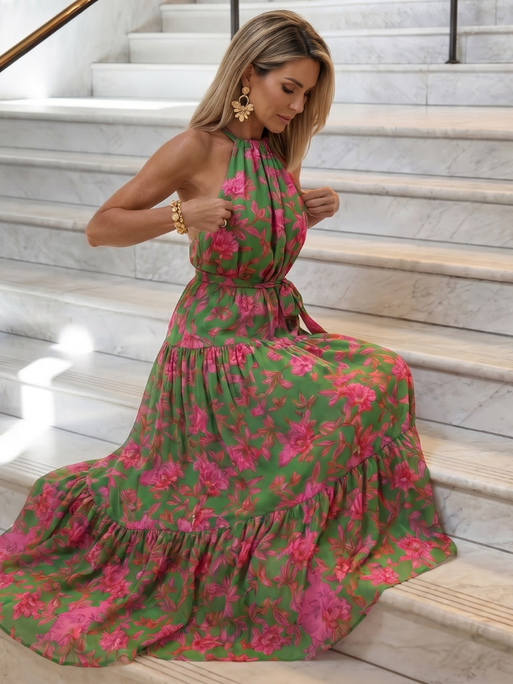 ROWEN | DRAPED HALTER MIDI DRESS FOR WOMEN