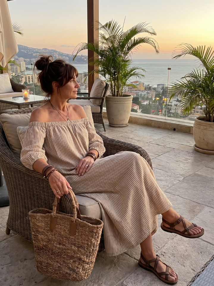 EUPHEMIA | STRIPED PATTERN MAXI DRESS FOR WOMEN