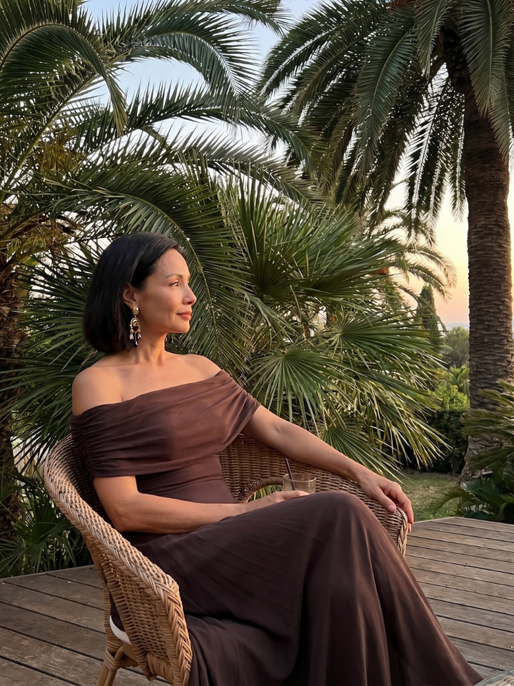 JUNE | OFF DRAPED MIDI DRESS FOR WOMEN