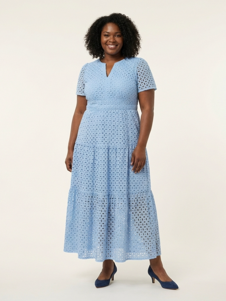 BRIELLE | NECK SLEEVE TIERED DRESS FOR WOMEN