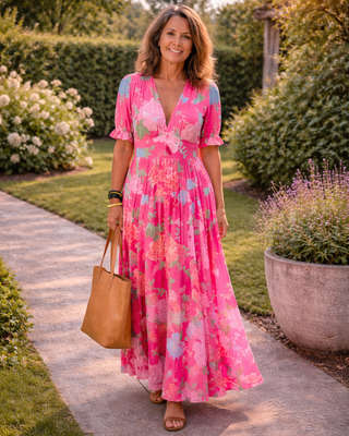 COLETTE | FLORAL V-NECK MAXI DRESS FOR WOMEN