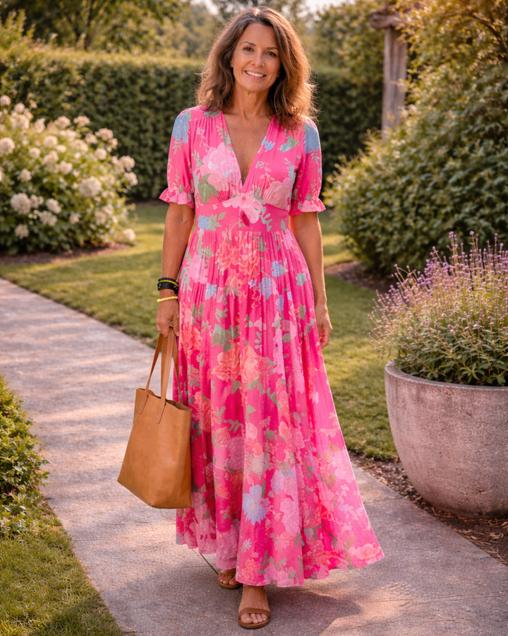 COLETTE | FLORAL V-NECK MAXI DRESS FOR WOMEN