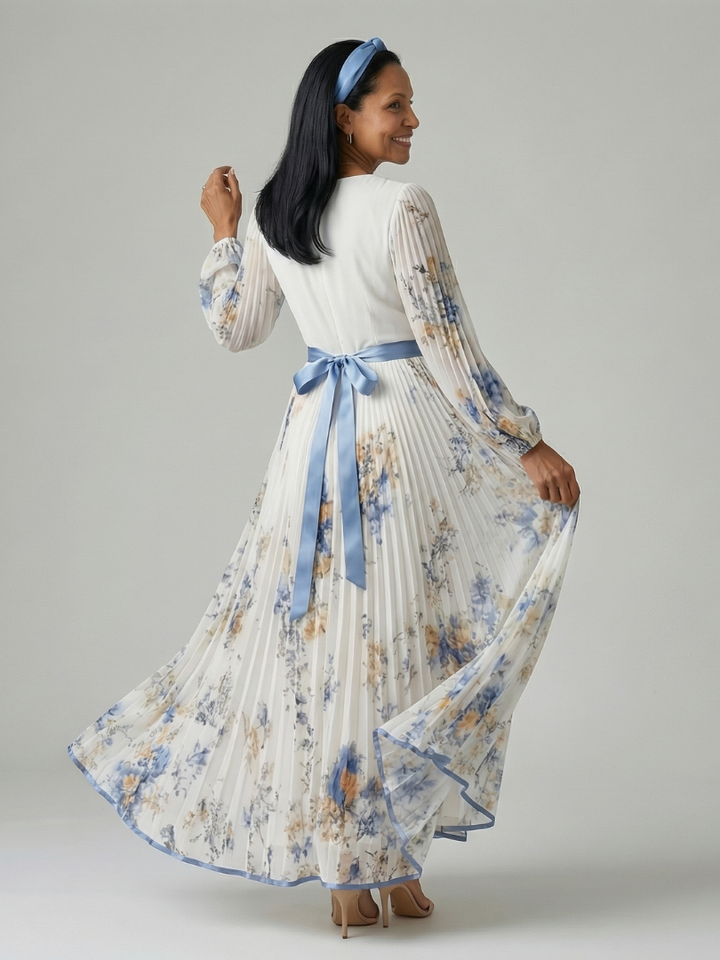 RIELLE | PLEATED WRAP MIDI DRESS FOR WOMEN