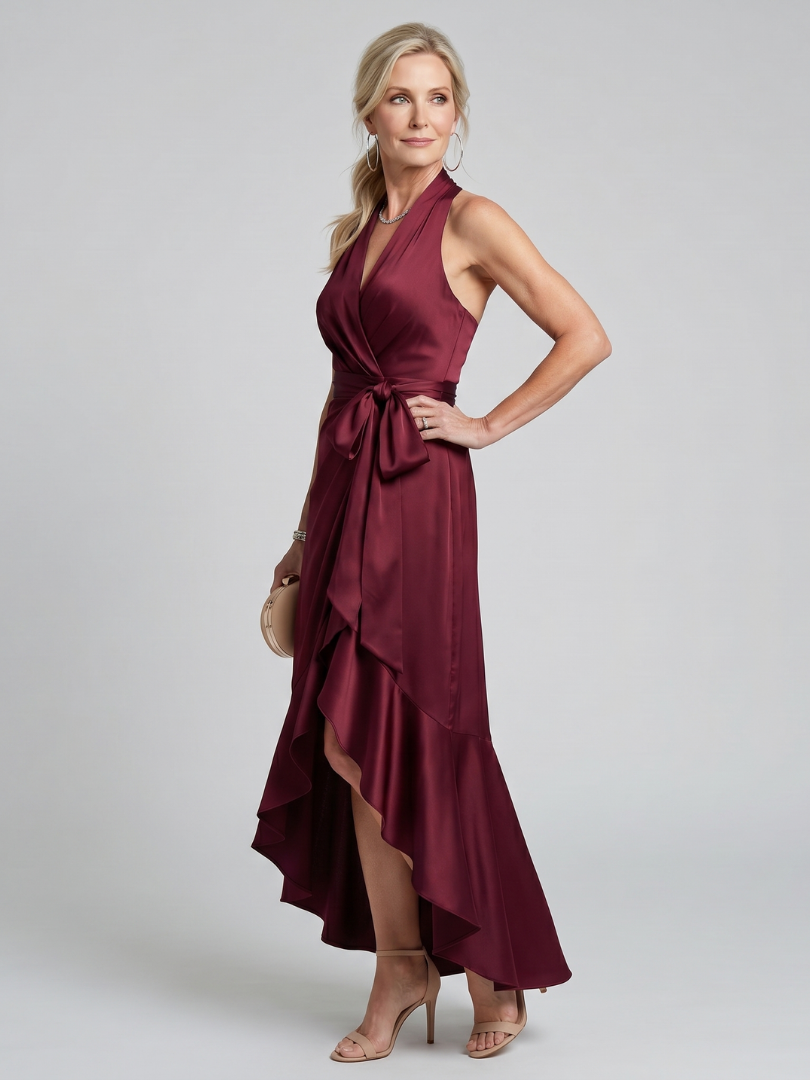 HONORA | HALTER NECK MIDI DRESS FOR WOMEN
