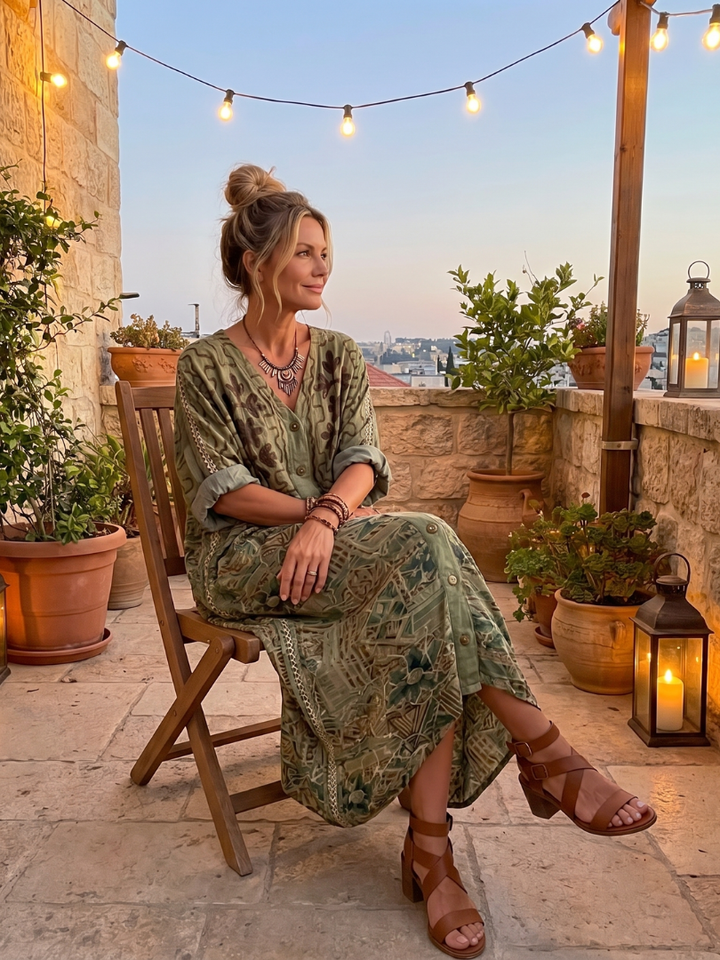 ALETA | BUTTON FRONT MIDI DRESS FOR WOMEN