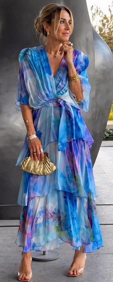 VIOLET | GRACE LAYERED FLORAL DRESS FOR WOMEN